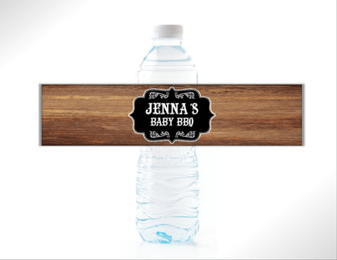 Rustic BBQ Design Water Bottle Labels - Cathy's Creations - www.candywrappershop.com