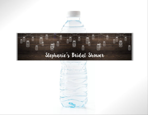 Rustic Mason Jar Water Bottle Labels - Cathy's Creations - www.candywrappershop.com