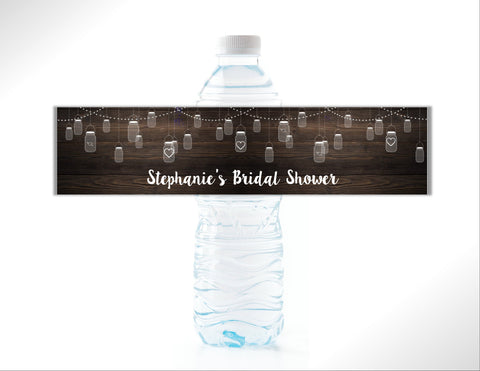 Rustic Mason Jar Water Bottle Labels - Cathy's Creations - www.candywrappershop.com