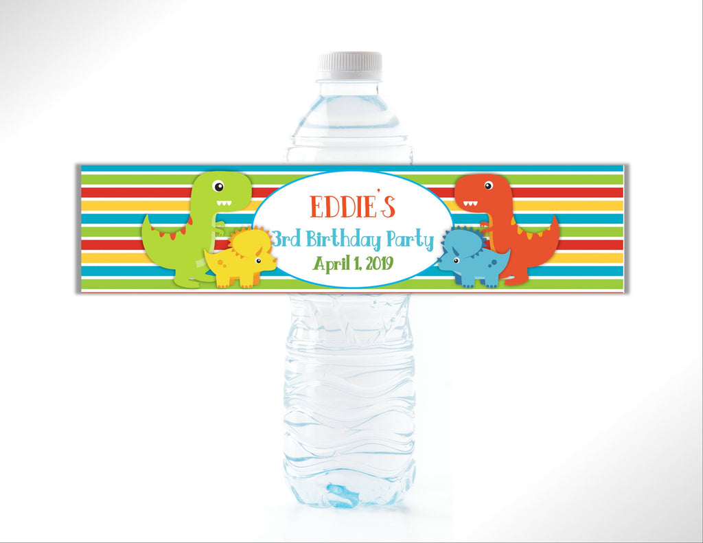 Dinosaur Water Bottle Labels - Cathy's Creations - www.candywrappershop.com