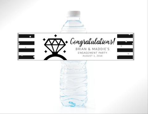 Engagement Ring Water Bottle Labels - Cathy's Creations - www.candywrappershop.com