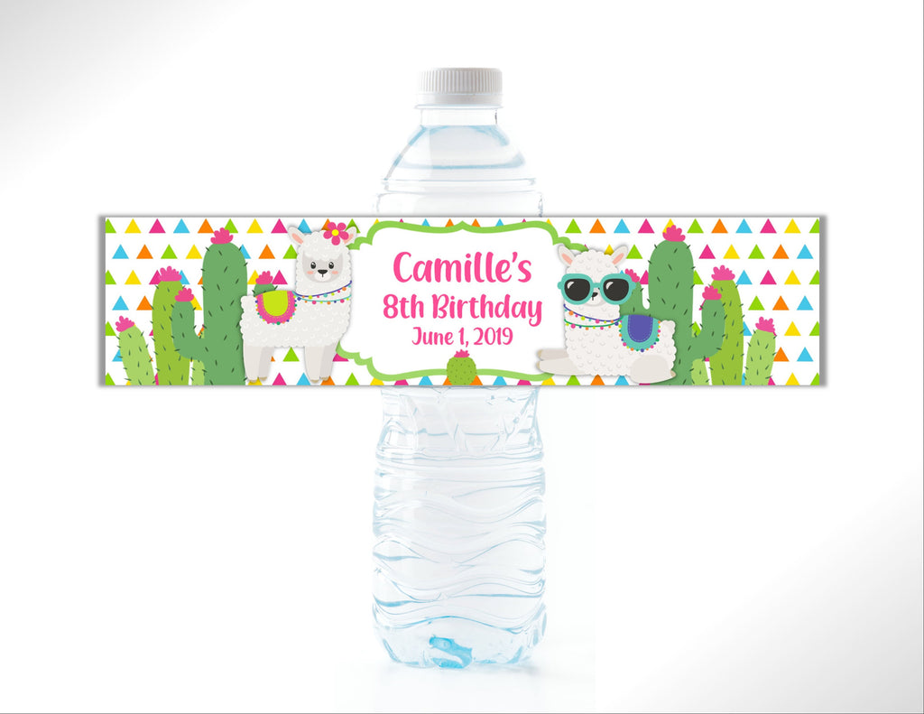 LLama and Cactus Water Bottle Labels - Cathy's Creations - www.candywrappershop.com