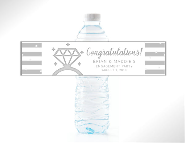 Engagement Ring Water Bottle Labels - Cathy's Creations - www.candywrappershop.com