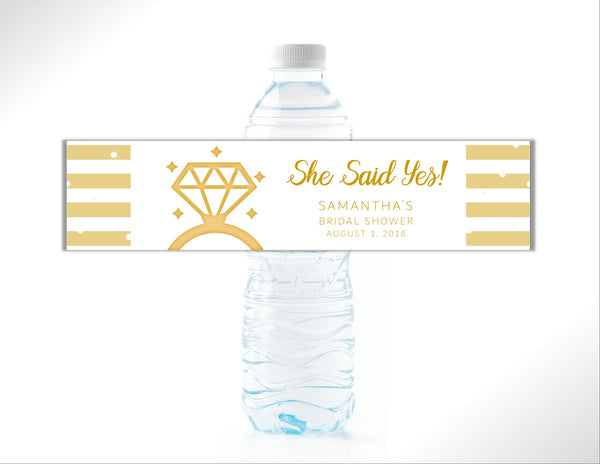 Engagement Ring Water Bottle Labels - Cathy's Creations - www.candywrappershop.com