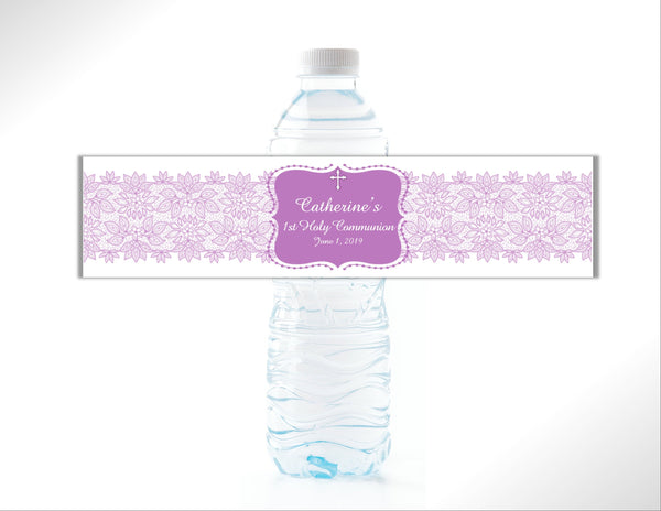 Religious Lace Water Bottle Labels - Cathy's Creations - www.candywrappershop.com