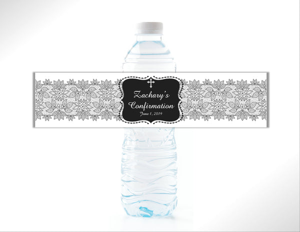 Religious Lace Water Bottle Labels - Cathy's Creations - www.candywrappershop.com