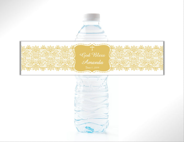 Religious Lace Water Bottle Labels - Cathy's Creations - www.candywrappershop.com