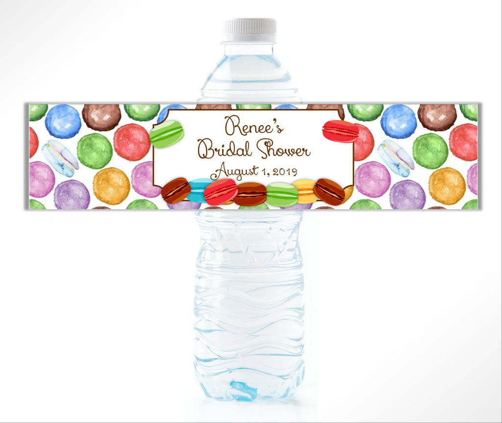 French Macaron Water Bottle Labels - Cathy's Creations - www.candywrappershop.com