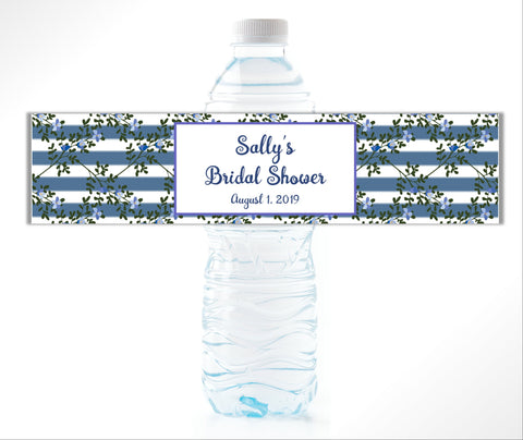 Floral Striped Water Bottle Labels - Cathy's Creations - www.candywrappershop.com