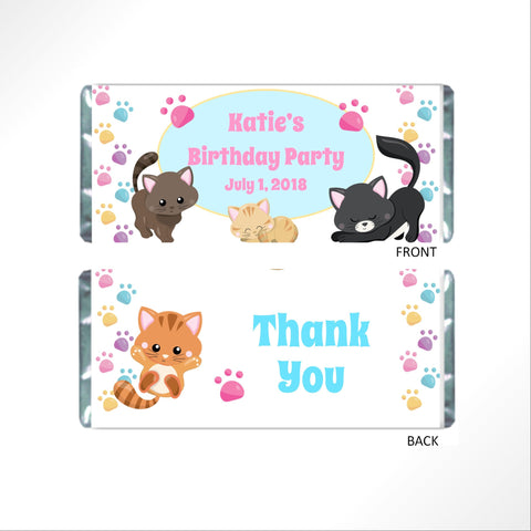 Cat Birthday Candy Bar Wrapper - Cathy's Creations - www.candywrappershop.com
