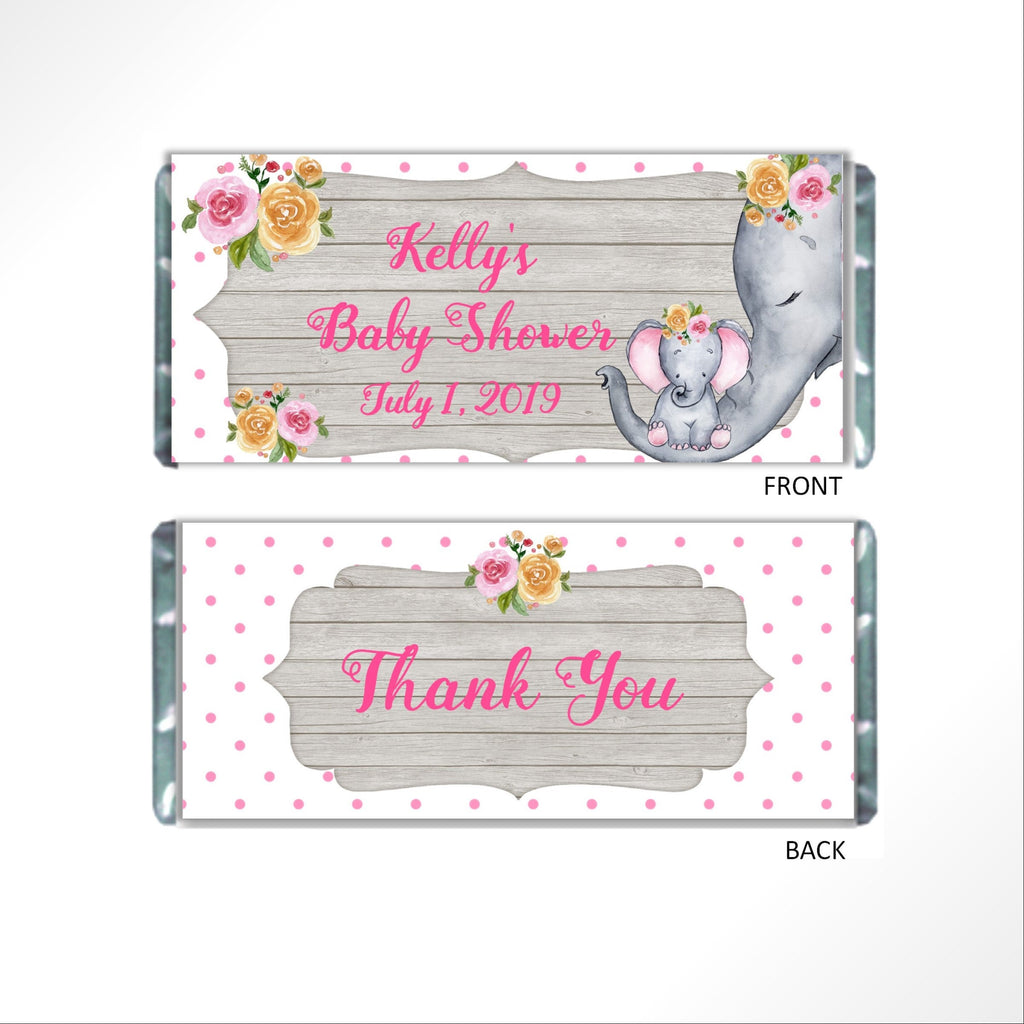 Elephant Baby Shower Candy Bar Wrapper - Cathy's Creations - www.candywrappershop.com