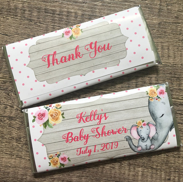 Elephant Baby Shower Candy Bar Wrapper - Cathy's Creations - www.candywrappershop.com