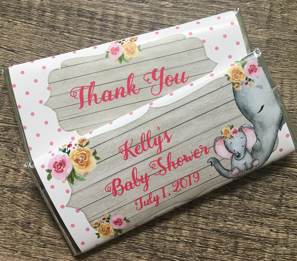 Elephant Baby Shower Candy Bar Wrapper - Cathy's Creations - www.candywrappershop.com