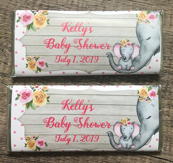 Elephant Baby Shower Candy Bar Wrapper - Cathy's Creations - www.candywrappershop.com