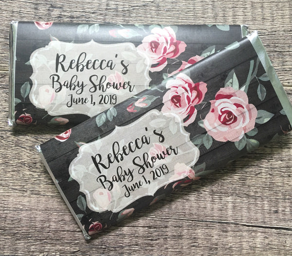Pink Rose Floral Candy Bar Wrapper - Cathy's Creations - www.candywrappershop.com