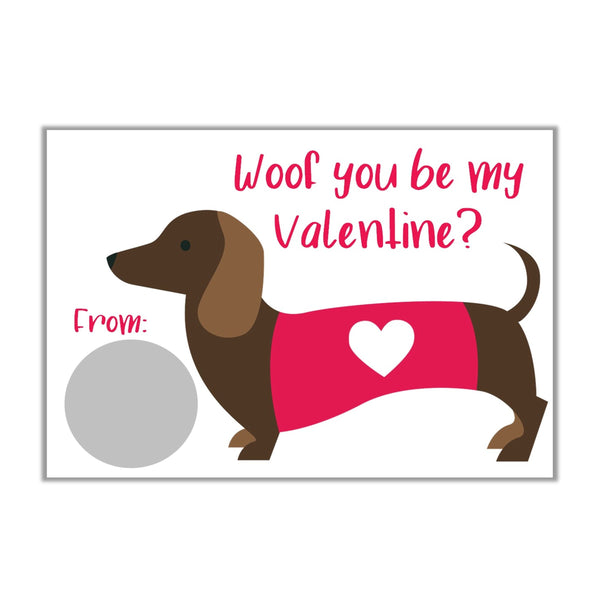 Dachshund Valentine's Day Scratch off Cards - Cathy's Creations - www.candywrappershop.com