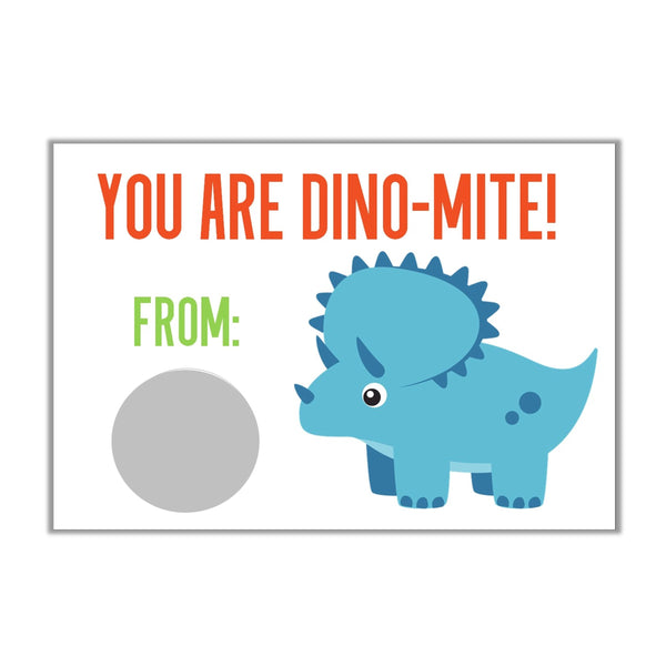 Dinosaur Valentine's Day Scratch off Cards - Cathy's Creations - www.candywrappershop.com