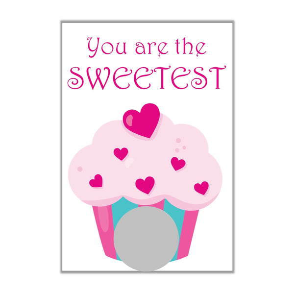 Cupcake Valentine's Day Scratch off Cards - Cathy's Creations - www.candywrappershop.com