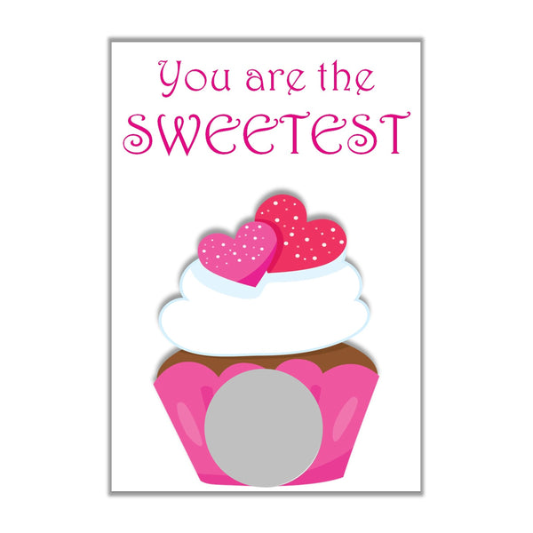 Cupcake Valentine's Day Scratch off Cards - Cathy's Creations - www.candywrappershop.com