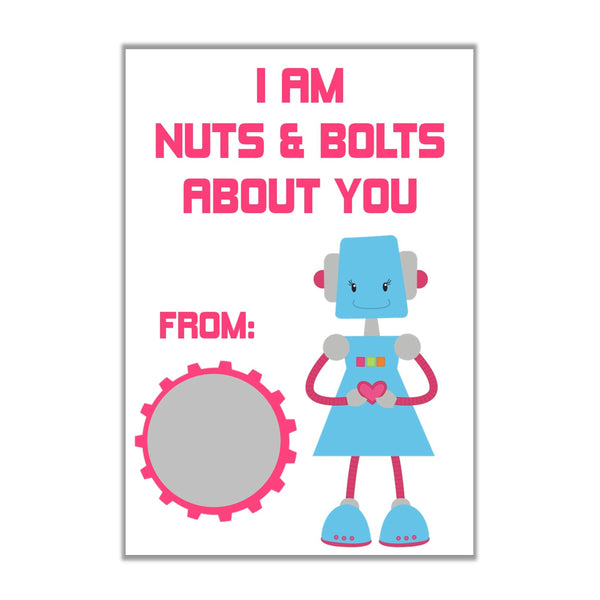 Robot Valentine's Day Scratch off Cards - Cathy's Creations - www.candywrappershop.com