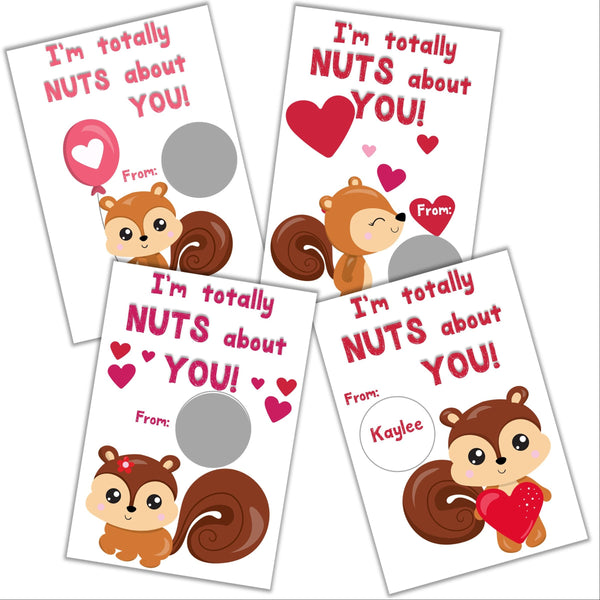 Squirrel Valentine's Day Scratch off Cards - Cathy's Creations - www.candywrappershop.com