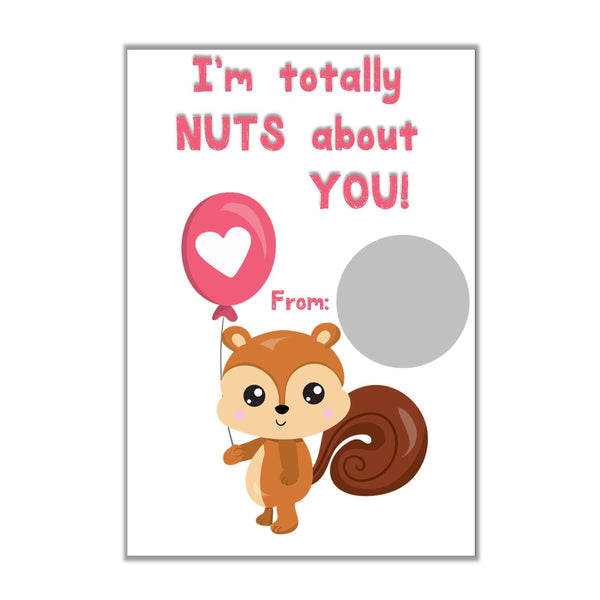 Squirrel Valentine's Day Scratch off Cards - Cathy's Creations - www.candywrappershop.com