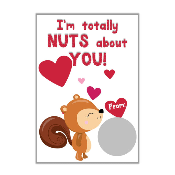 Squirrel Valentine's Day Scratch off Cards - Cathy's Creations - www.candywrappershop.com