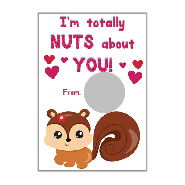 Squirrel Valentine's Day Scratch off Cards - Cathy's Creations - www.candywrappershop.com