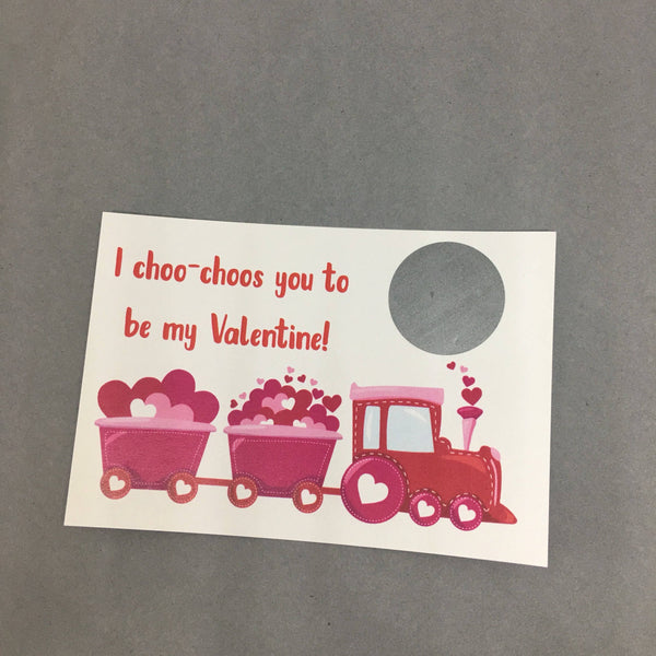 Train Valentine's Day Scratch Off Cards - Cathy's Creations - www.candywrappershop.com