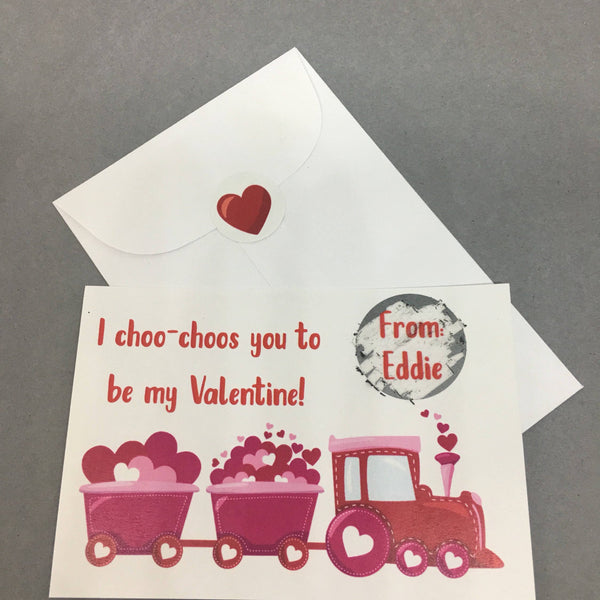 Train Valentine's Day Scratch Off Cards - Cathy's Creations - www.candywrappershop.com