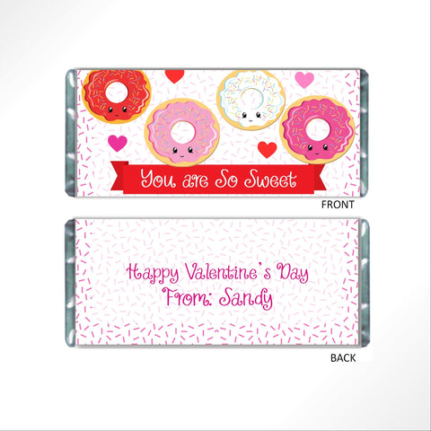 Valentine's Day Donut Cuties Candy Bar Wrapper - Cathy's Creations - www.candywrappershop.com