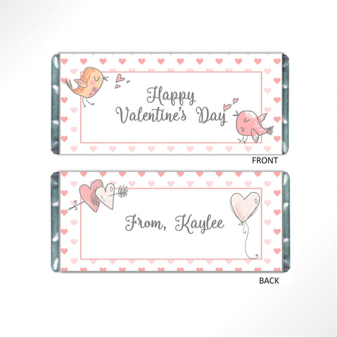 Valentine's Day Birds Candy Bar Wrapper - Cathy's Creations - www.candywrappershop.com