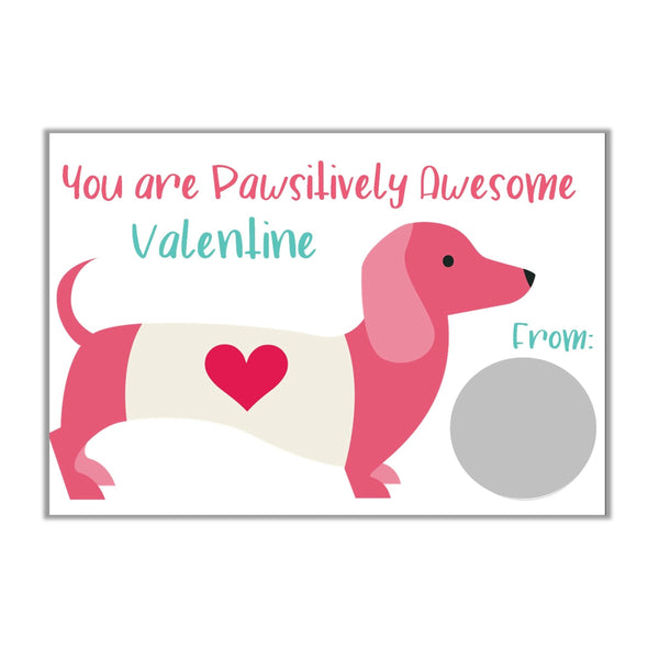 Dachshund Valentine's Day Scratch off Cards - Cathy's Creations - www.candywrappershop.com