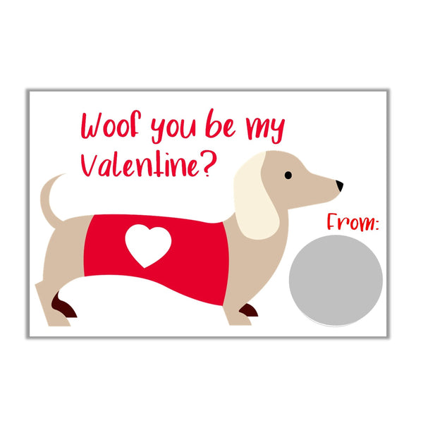 Dachshund Valentine's Day Scratch off Cards - Cathy's Creations - www.candywrappershop.com