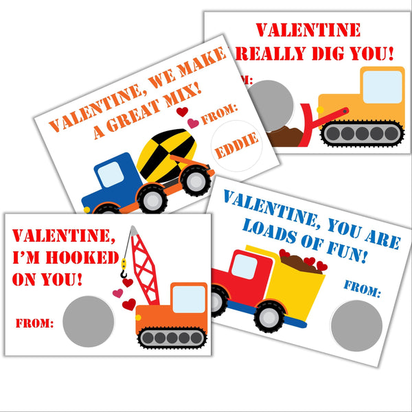 Construction Theme Valentine's Day Scratch off Cards - Cathy's Creations - www.candywrappershop.com
