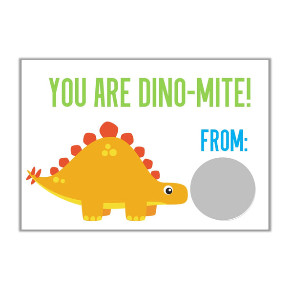 Dinosaur Valentine's Day Scratch off Cards - Cathy's Creations - www.candywrappershop.com