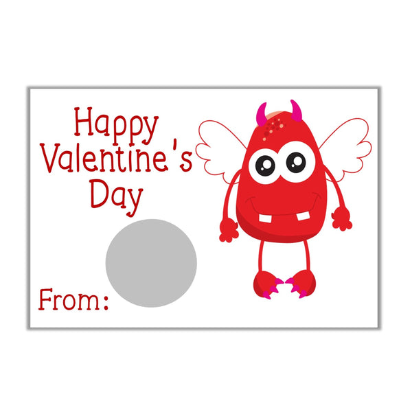 Monster Valentine's Day Scratch off Cards - Cathy's Creations - www.candywrappershop.com