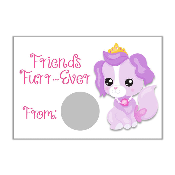 Princess Pet Theme Valentine's Day Scratch off Cards - Cathy's Creations - www.candywrappershop.com