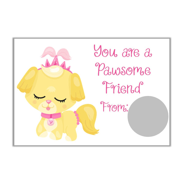 Princess Pet Theme Valentine's Day Scratch off Cards - Cathy's Creations - www.candywrappershop.com