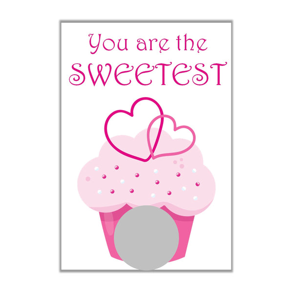 Cupcake Valentine's Day Scratch off Cards - Cathy's Creations - www.candywrappershop.com