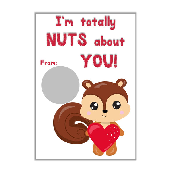 Squirrel Valentine's Day Scratch off Cards - Cathy's Creations - www.candywrappershop.com