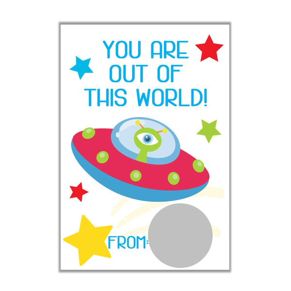 Outer Space Valentine's Day Scratch off Cards - Cathy's Creations - www.candywrappershop.com