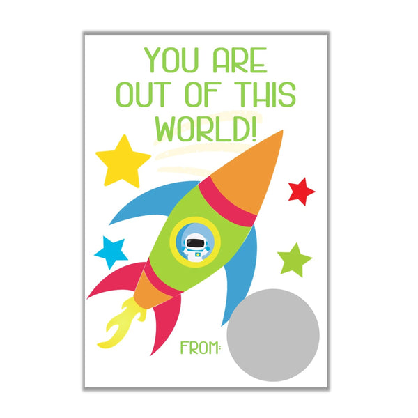 Outer Space Valentine's Day Scratch off Cards - Cathy's Creations - www.candywrappershop.com