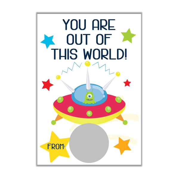 Outer Space Valentine's Day Scratch off Cards - Cathy's Creations - www.candywrappershop.com