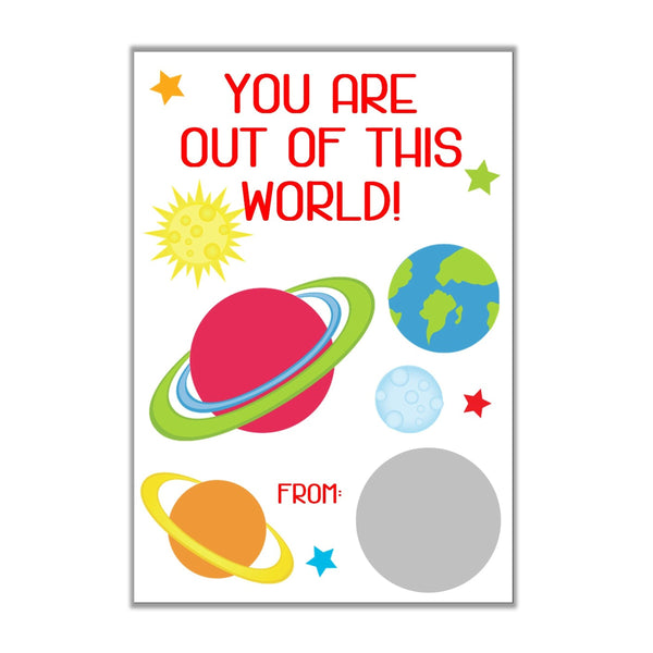 Outer Space Valentine's Day Scratch off Cards - Cathy's Creations - www.candywrappershop.com