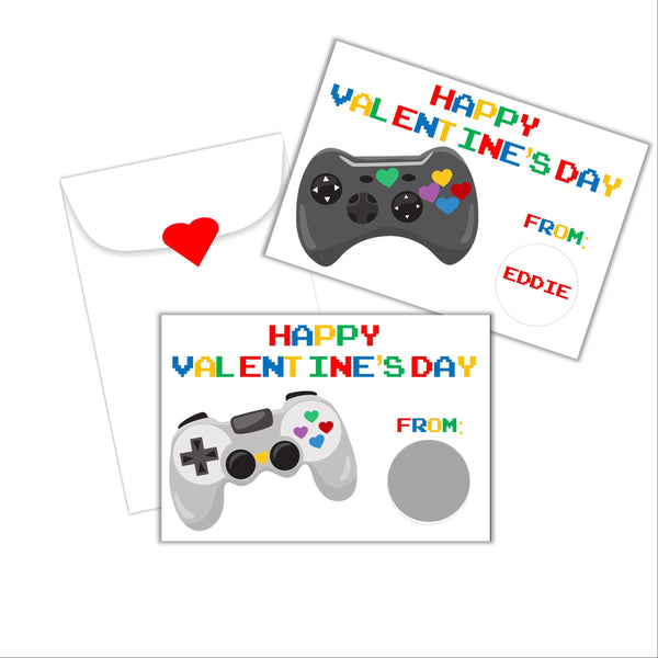 Video Game Valentine's Day Scratch Off Cards - Cathy's Creations - www.candywrappershop.com