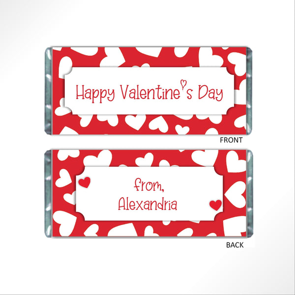 Valentine's Day Red Hearts Candy Bar Wrapper - Cathy's Creations - www.candywrappershop.com