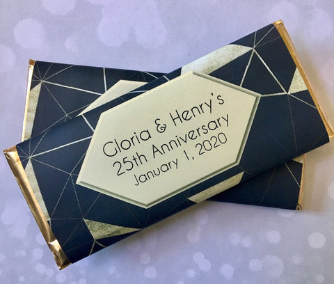 Black and Gold Geometric Candy Wrapper - Cathy's Creations - www.candywrappershop.com