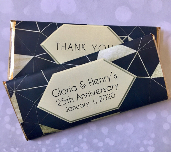 Black and Gold Geometric Candy Wrapper - Cathy's Creations - www.candywrappershop.com