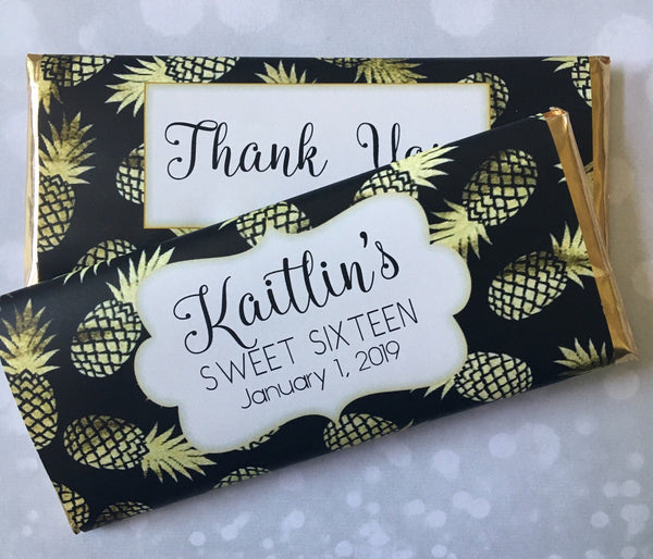 Gold Pineapple Candy Wrapper - Cathy's Creations - www.candywrappershop.com